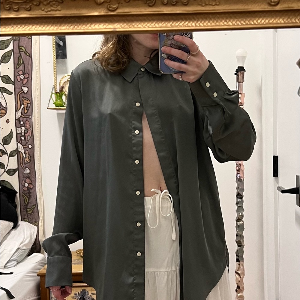 Dark Green Button-Up Shirt
